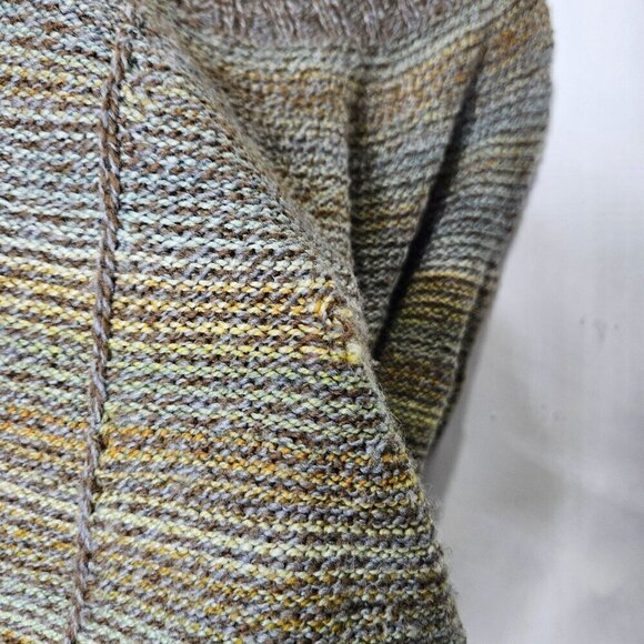 Hand Knit Wool Sweater Oversized Fit  Earth Tone Stripes Cozy Winter Wear size L - Picture 6 of 10